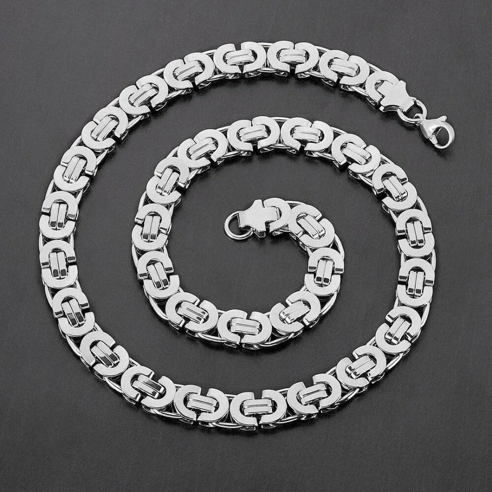 Necklace/Stainless Steel Flat Byzantine - Picture 1 of 1